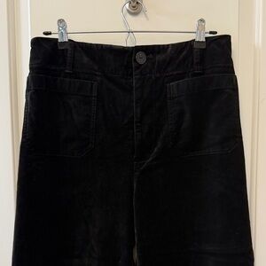 Anthropologie Maeve Colette Black Wide-Leg Velvet Trousers size 30/10
